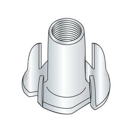 NEWPORT FASTENERS T-Nut, 4 Prongs, #10-24, Steel, Zinc Plated, 7/16 in Barrel Ht, 2000 PK 173312